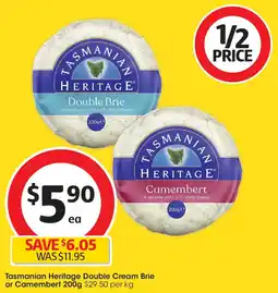 Coles Tasmanian Heritage Double Cream Brie or Camembert offer
