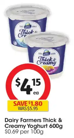 Coles Dairy Farmers Thick & Creamy Yoghurt offer