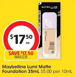 Coles Maybelline Lumi Matte Foundation offer
