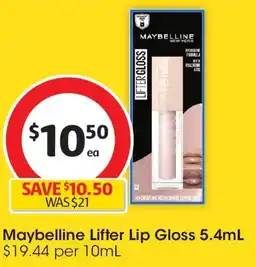 Coles Maybelline Lifter Lip Gloss offer