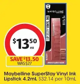 Coles Maybelline SuperStay Vinyl Ink Lipstick offer