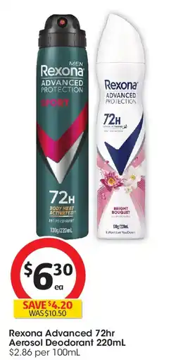 Coles Rexona Advanced 72hr Aerosol Deodorant offer