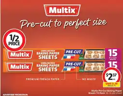 Coles Multix Pre-Cut Baking Paper Sheets offer