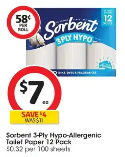 Coles Sorbent 3-Ply Hypo-Allergenic Toilet Paper offer