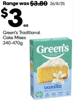 Woolworths Green's Traditional Cake Mixes offer
