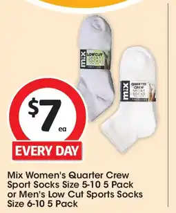 Coles Mix women's quarter crew sport socks or men's low cut sports socks offer
