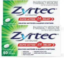 Discount Drug Stores Zyrtec Hayfever & Allergy Relief 50 Mini Tablets offer