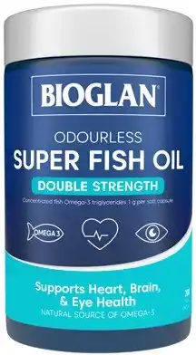 Discount Drug Stores Bioglan Odourless Super Fish Oil Double Strength 200 Capsules offer
