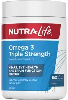 Discount Drug Stores Nutra-Life Omega 3 Triple Strength Odourless Fish Oil 150 Capsules offer