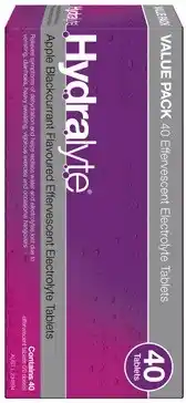 Discount Drug Stores Hydralyte Effervescent Electrolyte Tablets Apple Blackcurrant Flavour 40 Pack offer