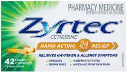 Discount Drug Stores Zyrtec Hayfever & Allergy Relief 42 Liquid Capsules offer