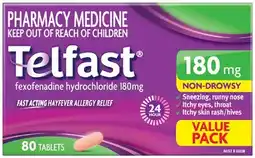 Discount Drug Stores Telfast Hayfever Allergy Relief 180mg Value Pack 80 Tablets offer