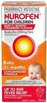 Discount Drug Stores Nurofen For Children Baby 3+ Months Concentrated Strawberry Flavour 50mL offer