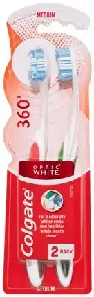 Discount Drug Stores Colgate 360° Optic White Platinum Medium Toothbrush 2 Pack offer