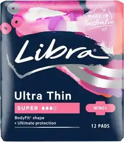 Discount Drug Stores Libra Ultra Thin Super Pads With Wings 12 Pack offer