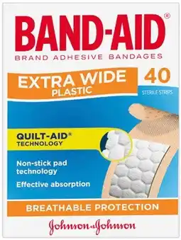 Discount Drug Stores ﻿Band-Aid Extra Wide Plastic Strips 40 Pack offer