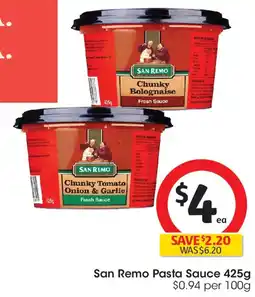 Coles San Remo Pasta Sauce offer
