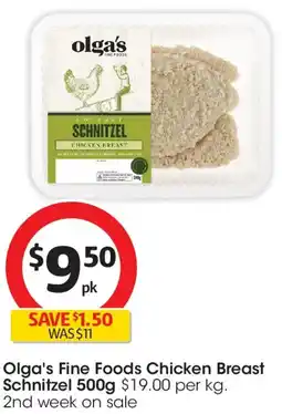 Coles Olga's Fine Foods Chicken Breast Schnitzel offer