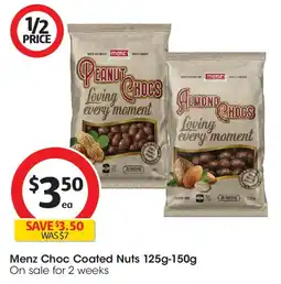 Coles Menz Choc Coated Nuts offer