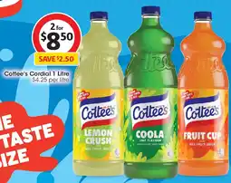 Coles Cottee's Cordial offer