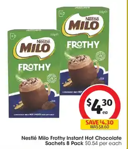 Coles Nestlé Milo Frothy Instant Hot Chocolate Sachets offer