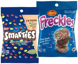 IGA Nestlé Smarties, Allen’s Freckles or Jaffas Share Pack 160g offer