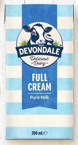IGA Devondale Full Cream or Extra Light Long Life Milk 6x200mL offer