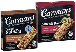 IGA Carman’s Nut Bars 5 Pack or Muesli Bars 6 Pack Selected Varieties offer