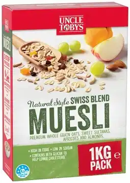 IGA Uncle Tobys Natural Style Swiss Blend Muesli 1kg offer