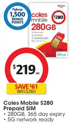 Coles Coles Mobile Prepaid SIM offer
