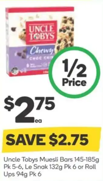Woolworths Uncle tobys muesli bars offer