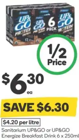 Woolworths Sanitarium up&go or up&go energize breakfast drink offer