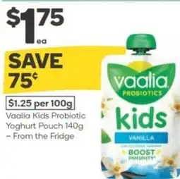 Woolworths Vaalia kids probiotic yoghurt pouch offer