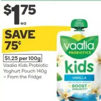 Woolworths Vaalia kids probiotic yoghurt pouch offer
