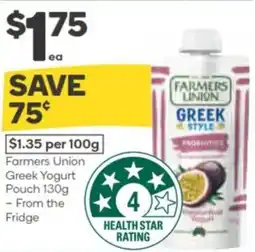 Woolworths Farmers union greek yogurt pouch offer