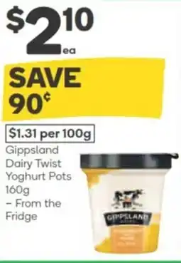 Woolworths Gippsland dairy twist yoghurt pots offer