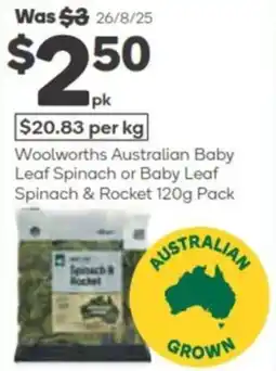 Woolworths Woolworths australian baby leaf spinach or baby leaf spinach & rocket offer