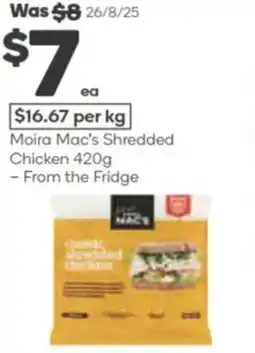 Woolworths Moira mac's shredded chicken offer
