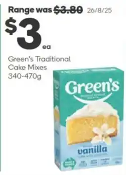 Woolworths Green's traditional cake mixes offer