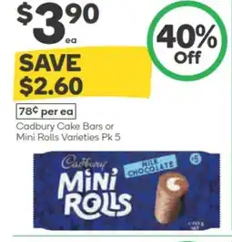 Woolworths Cadbury cake bars or mini rolls varieties offer