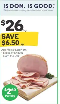 Woolworths Don melosi leg ham offer