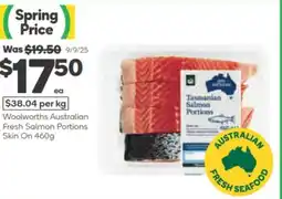 Woolworths Woolworths australian fresh salmon portions skin on offer
