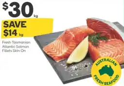 Woolworths Fresh tasmanian atlantic salmon fillets skin on offer