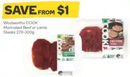 Woolworths Woolworths cook marinated beef or lamb steaks offer