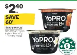 Woolworths Yopro high protein yoghurt pots offer