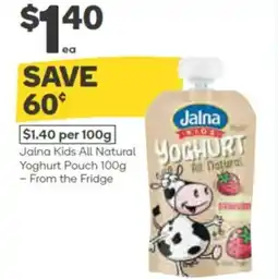 Woolworths Jalna kids all natural yoghurt pouch offer