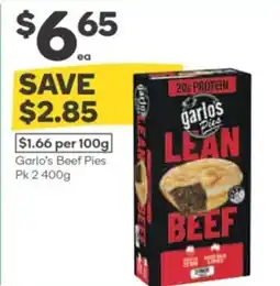 Woolworths Garlo's beef pies offer