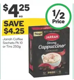Woolworths Jarrah coffee sachets or tins offer