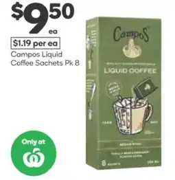 Woolworths Campos liquid coffee sachets offer