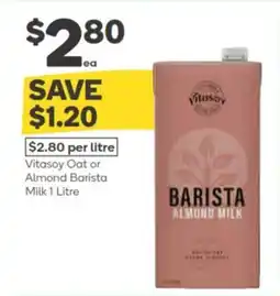 Woolworths Vitasoy oat or almond barista milk offer